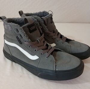 Vans Sk8-Hi MTE Grey Suede High-Top Sneakers with White Stripe